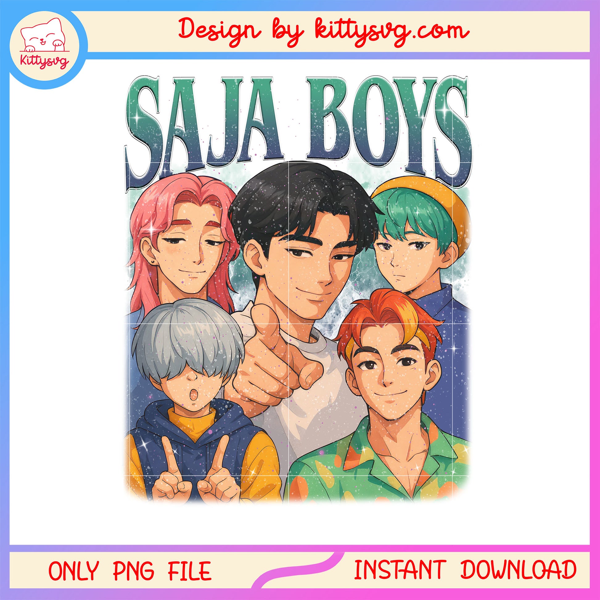 Saja boys character design png, kpop-demon-hunters png