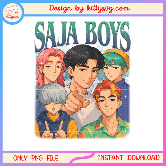 Saja boys character design png, kpop-demon-hunters png