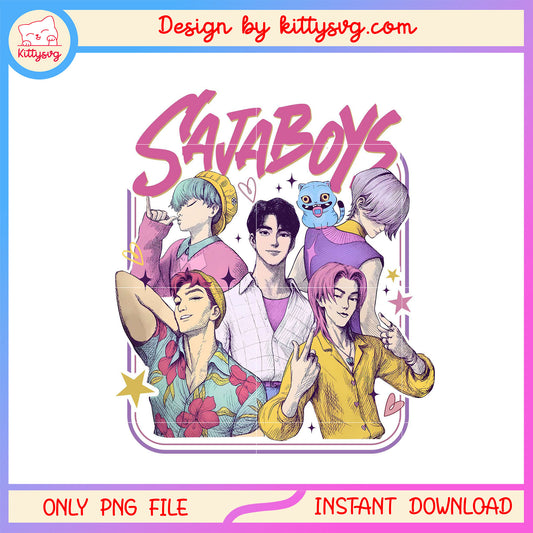 Saja boys characters drawing sticker design png, kpop demon hunters png