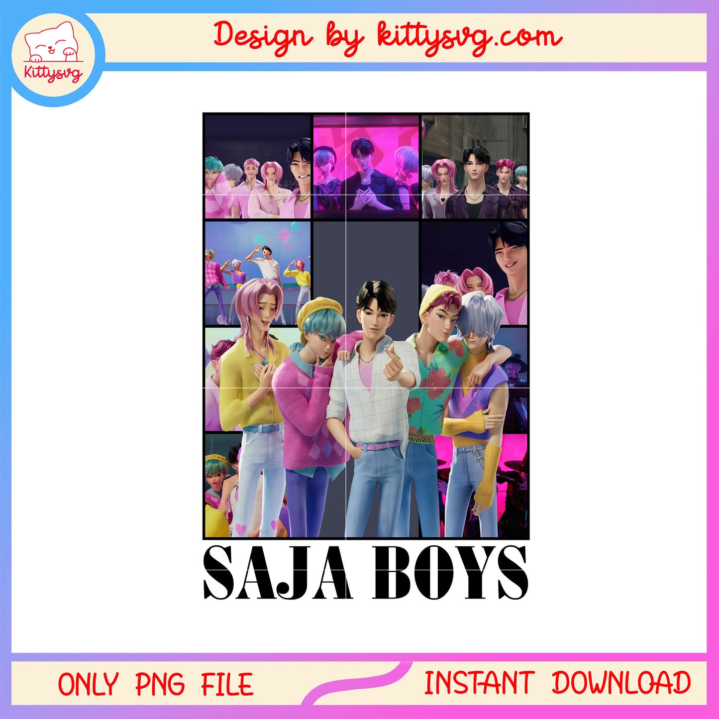 Saja boys concerts design png, boy band kpop demon hunters png