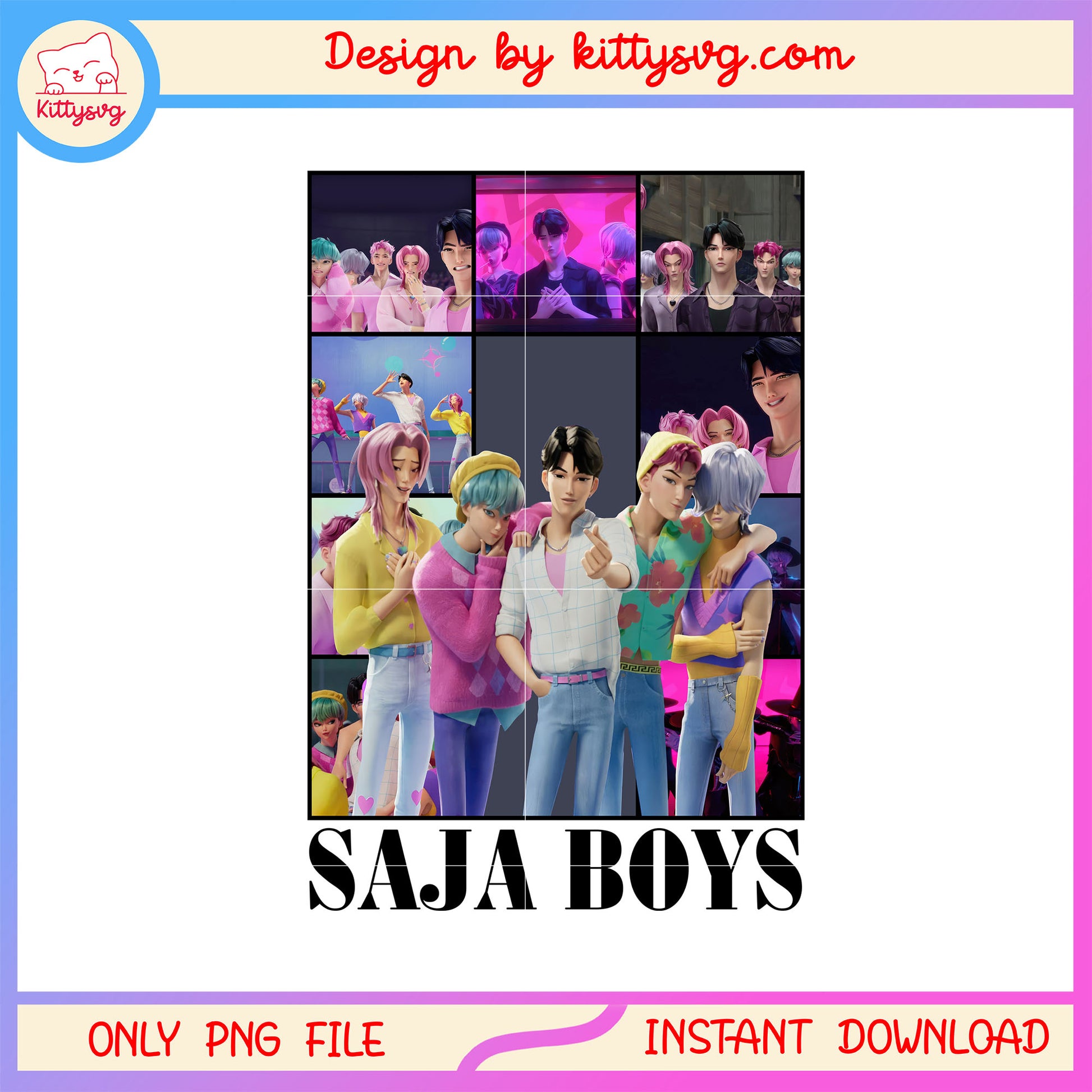 Saja boys concerts design png, boy band kpop demon hunters png