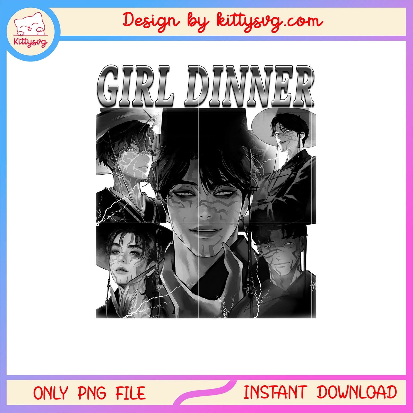 Saja boys demon girl dinner design png, saja boys art png