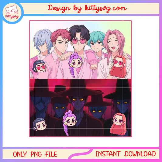 Saja boys demon type design png, kpop saja boys band png