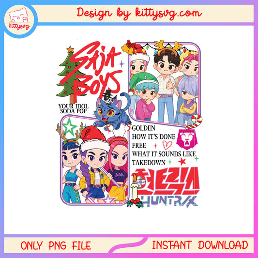 Saja boys huntrix kpop hunters christmas png, christmas quotes png
