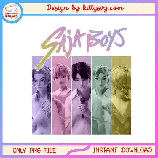 Saja boys kpop band characters design png, demon hunters movie png