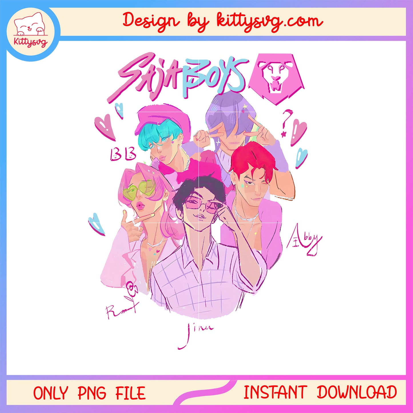 Saja boys kpop band signature design png, kpop group saja boys png