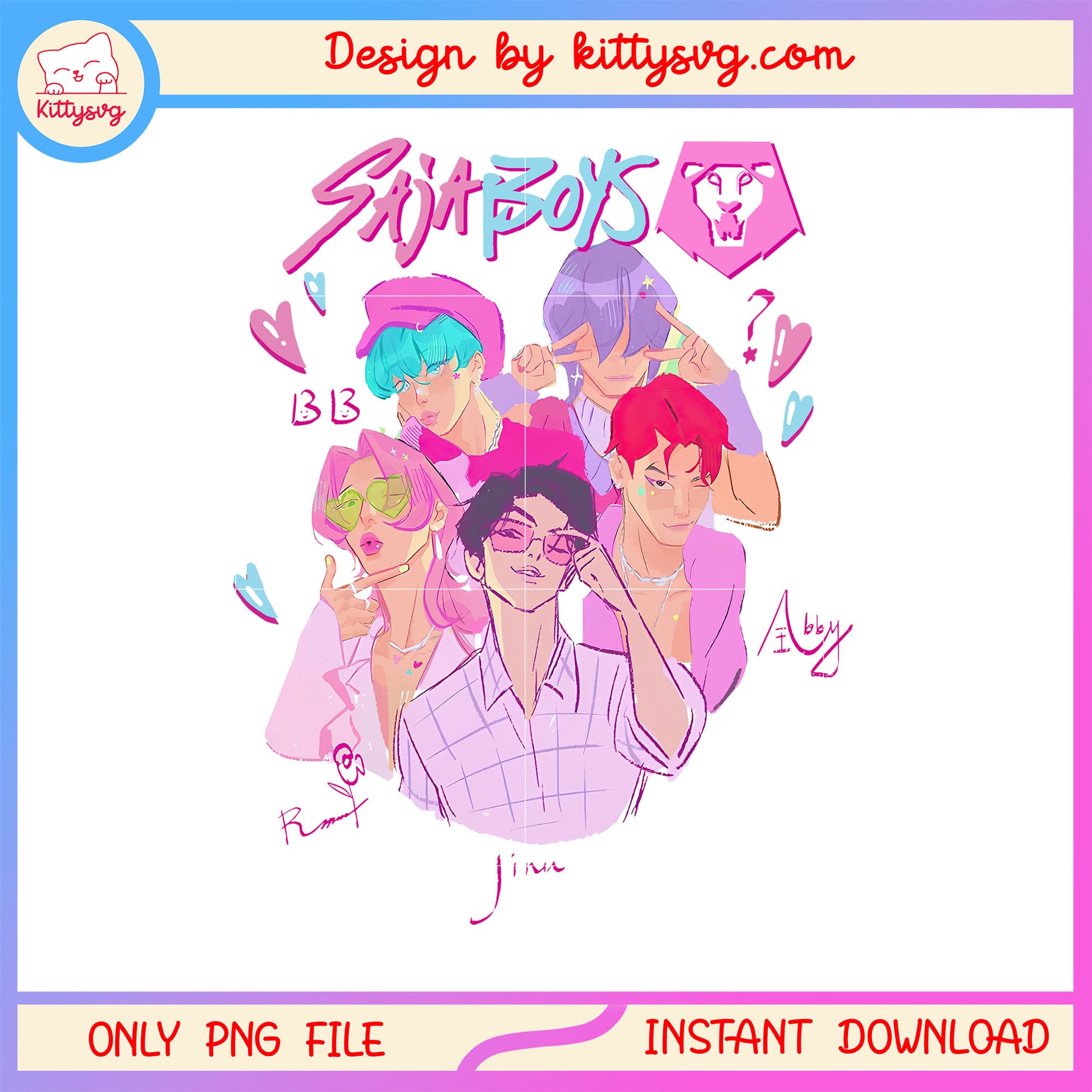 Saja boys kpop band signature design png, kpop group saja boys png