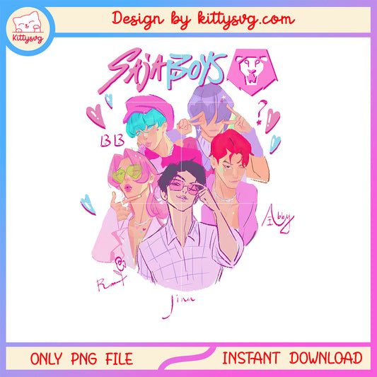 Saja boys kpop band signature design png, kpop group saja boys png