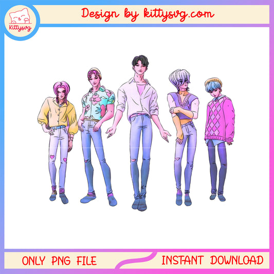 Saja boys kpop boy band members design png, kpop merch png