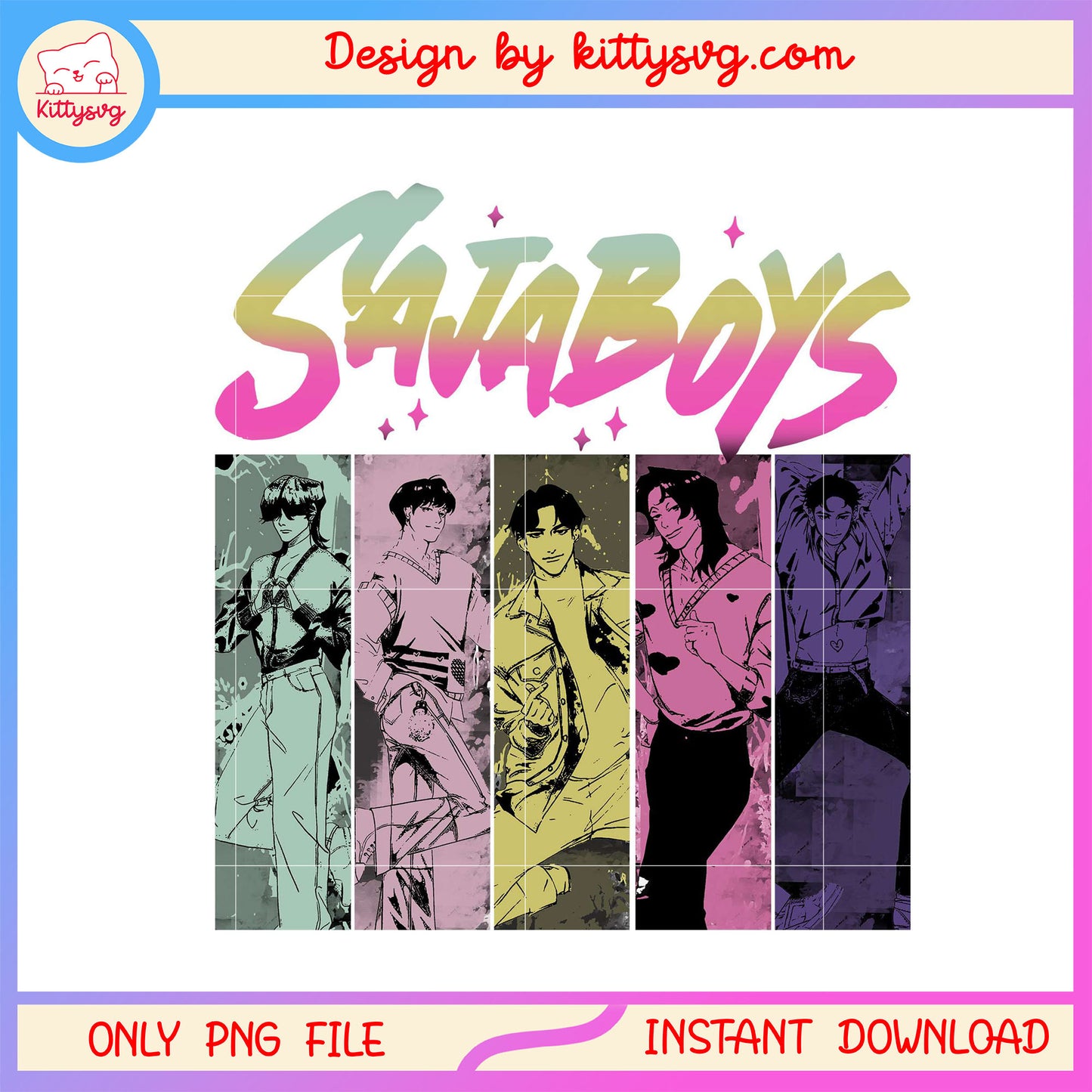 Saja boys kpop group characters colorful png, saja boys png, demon hunters png