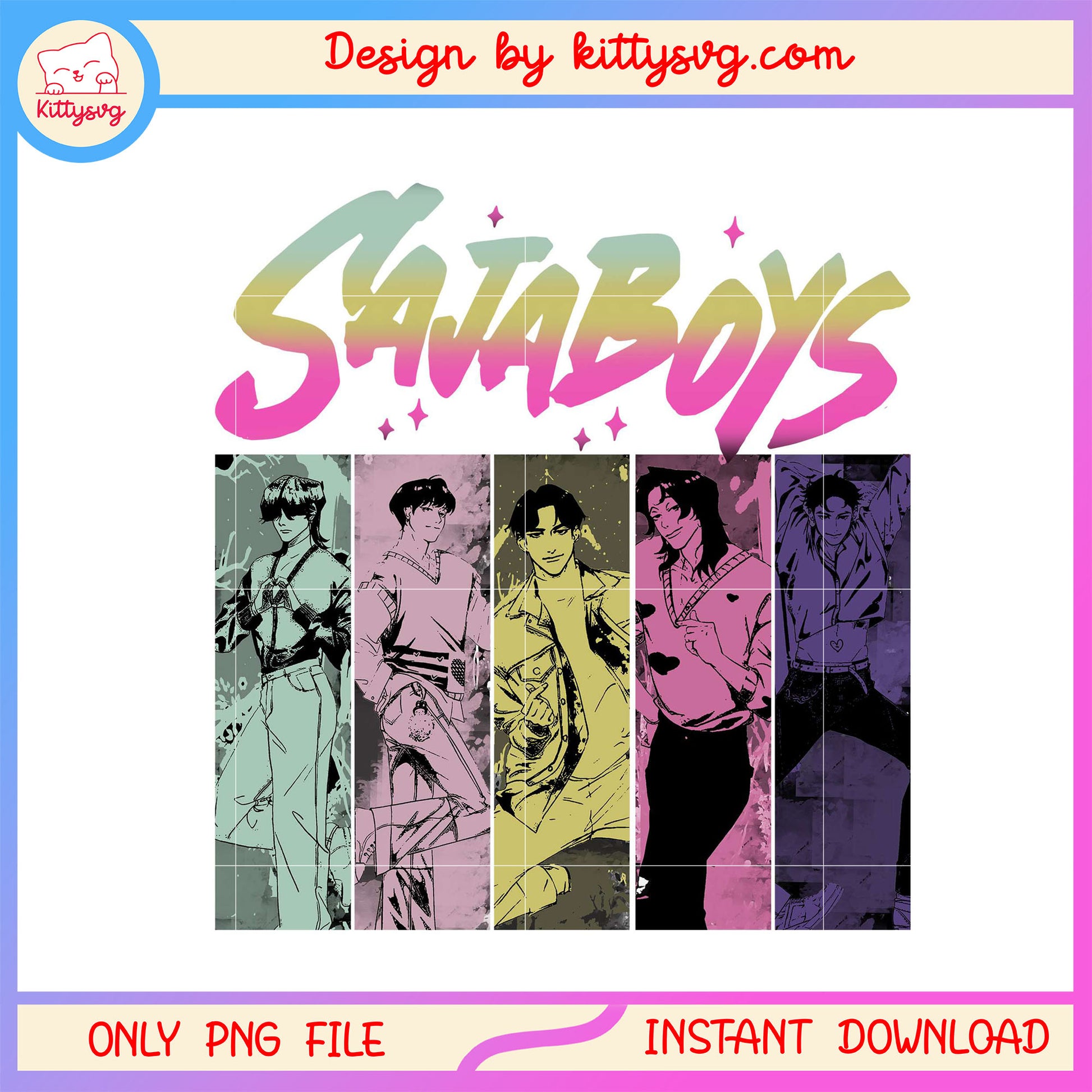 Saja boys kpop group characters colorful png, saja boys png, demon hunters png