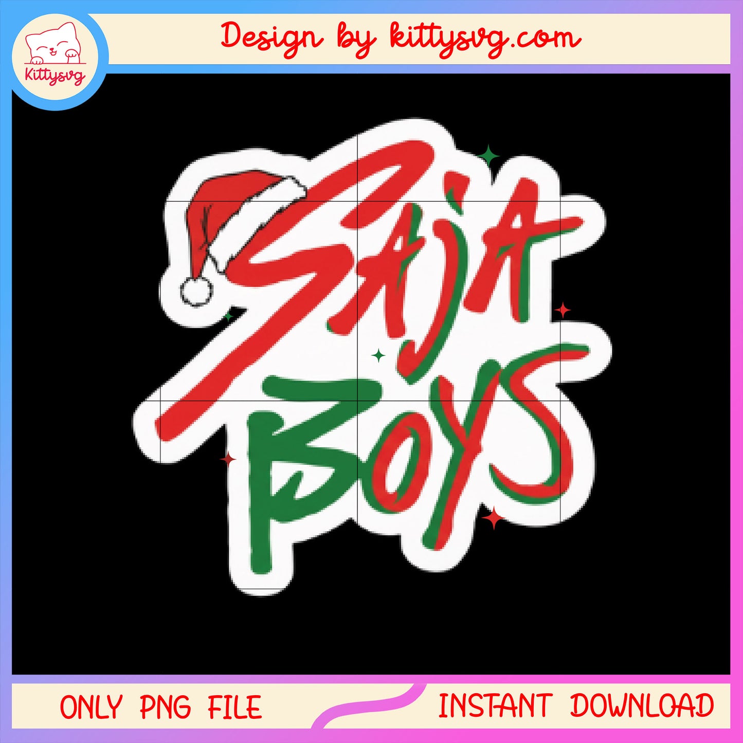 Saja boys kpop santa hat christmas font png, saja boys name png