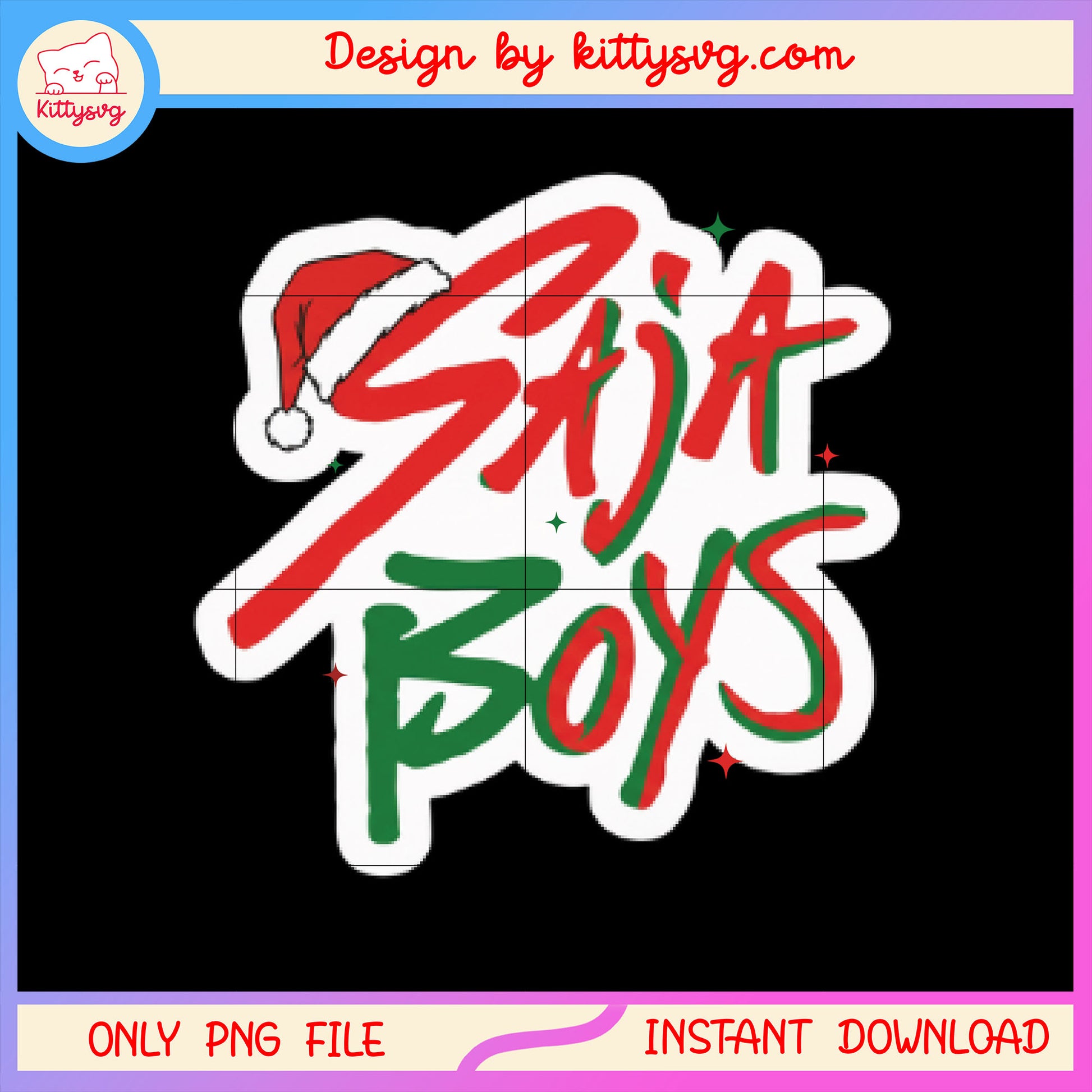 Saja boys kpop santa hat christmas font png, saja boys name png