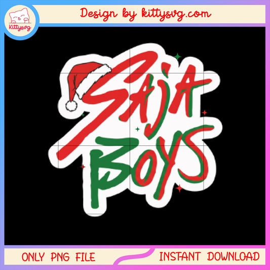 Saja boys kpop santa hat christmas font png, saja boys name png