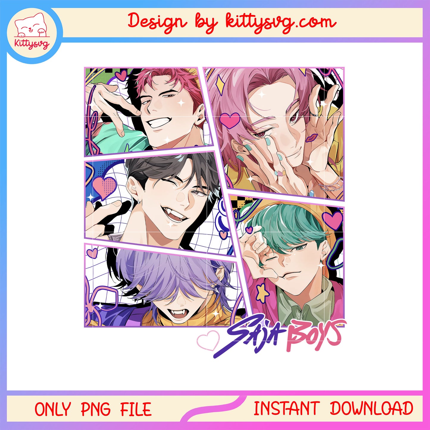 Saja boys manga design png, saja boys kpop demon hunters png