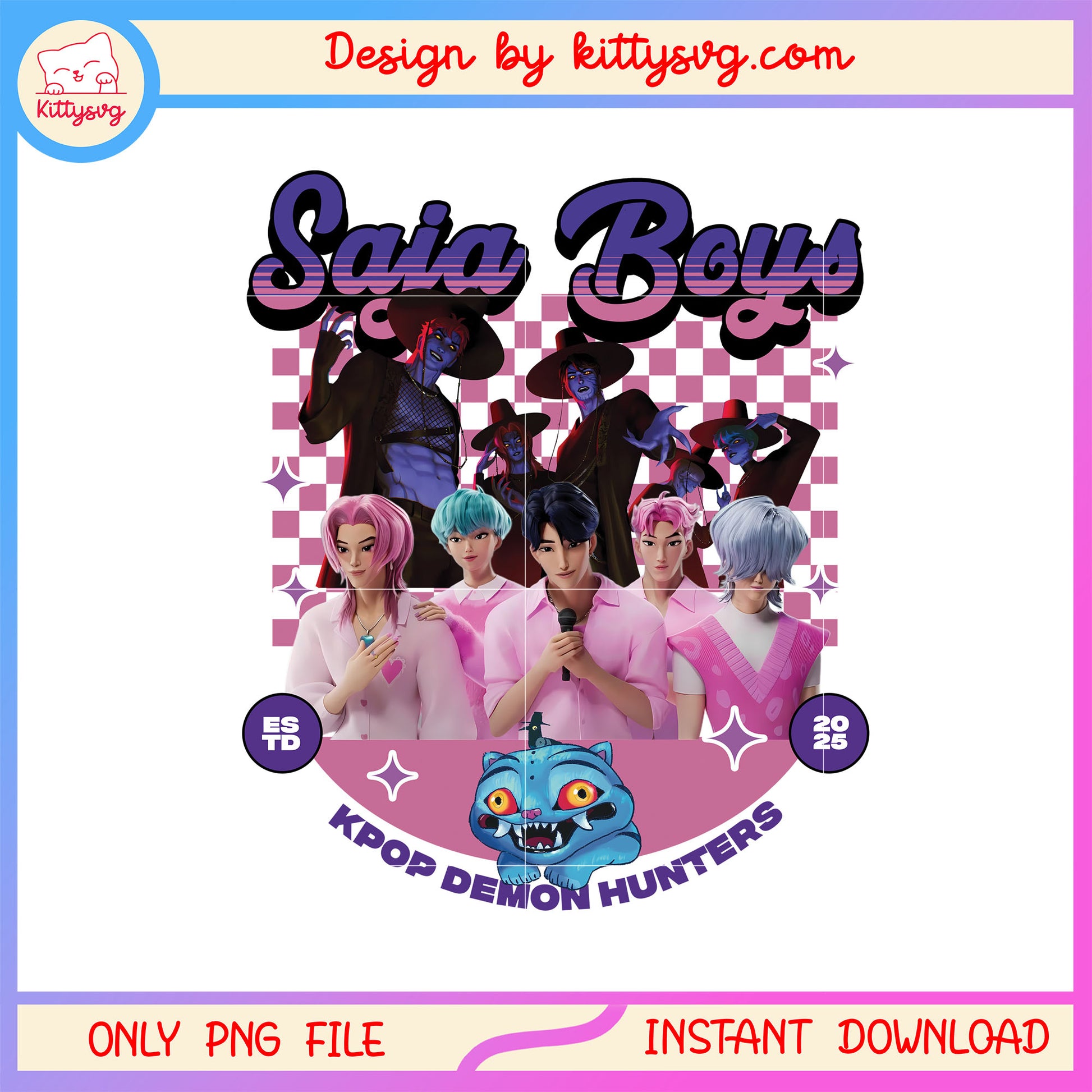 Saja boys normal x demon form png, kpop demon hunters band png