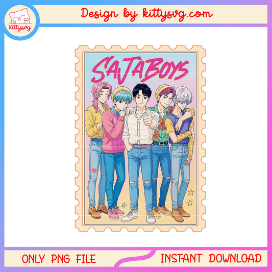 Sajaboys stamp kpop demon hunters design png, sajaboys png, huntrix kpop movies png