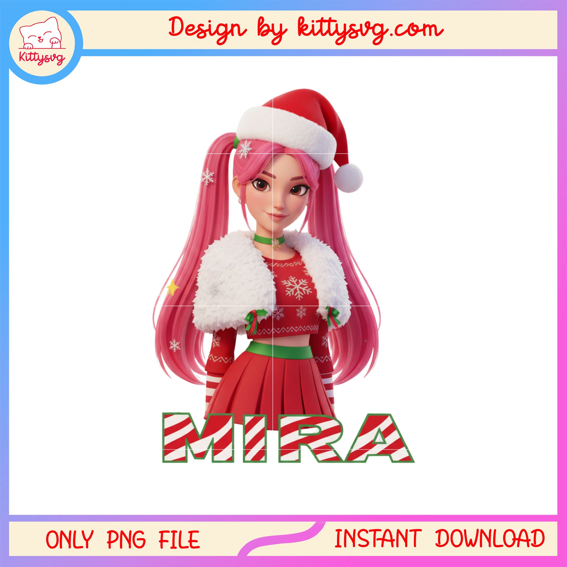 Santa christmas mira girl huntrix kpop png, mira huntrix png