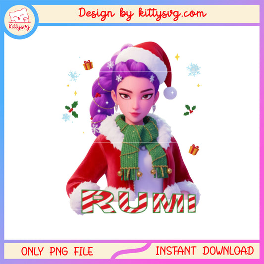 Santa christmas rumi girl huntrix kpop png, rumi huntrix png