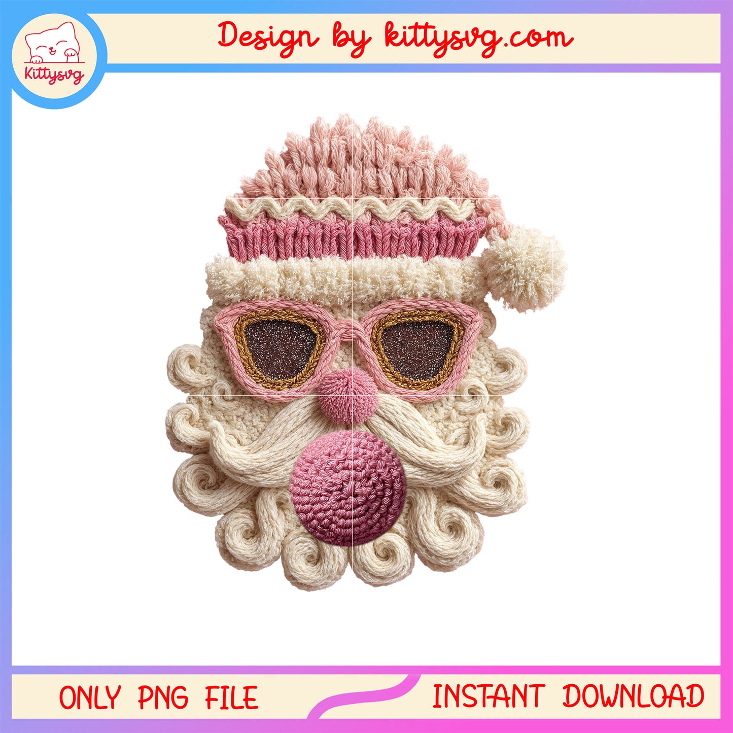 Santa claus glasses bubblegum christmas patchwork png, xmas png