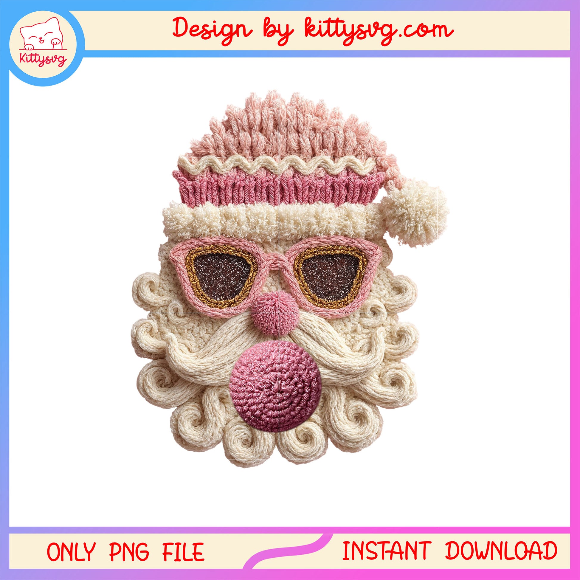 Santa claus glasses bubblegum christmas patchwork png, xmas png