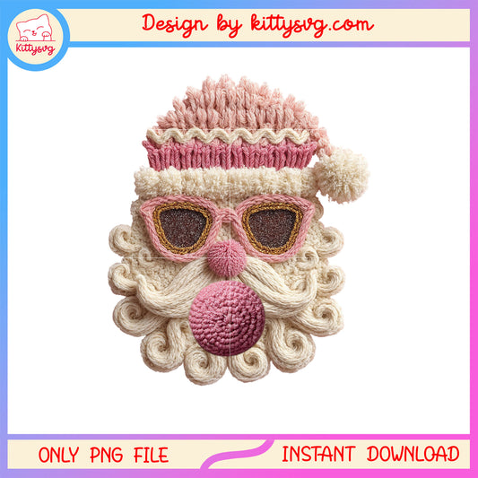 Santa claus glasses bubblegum christmas patchwork png, xmas png