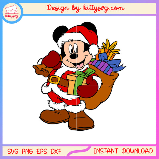 Santa claus mickey give gif christmas svg, christmas design svg