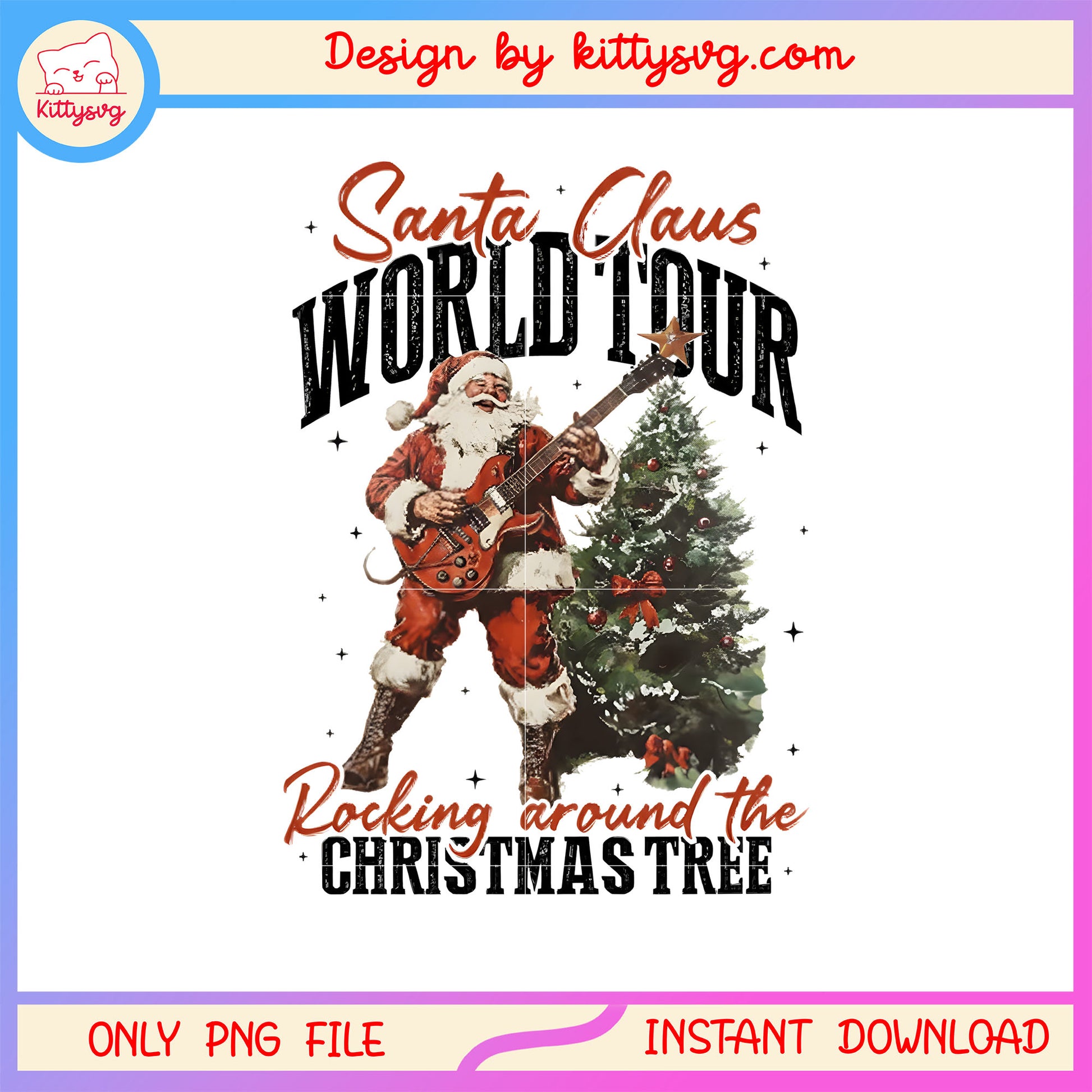 Santa claus world tour rocking around quote png, christmas quotes png