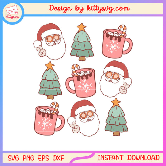 Santa coffe christmas tree design svg, santa claus svg 