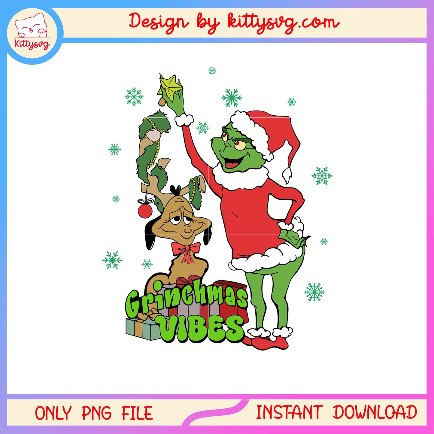 Santa grinchmas vibes dog christmas png, grinch christmas decor png