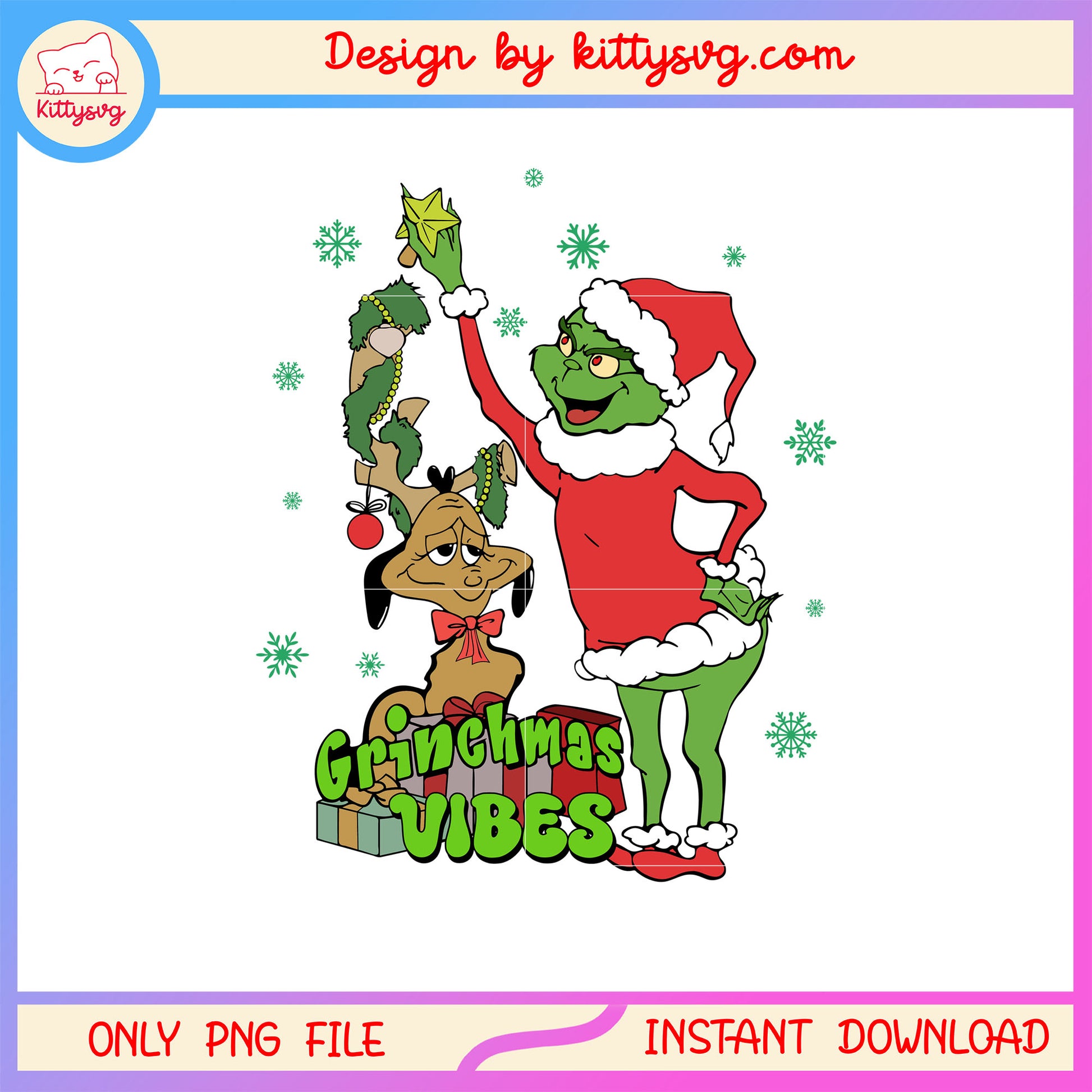Santa grinchmas vibes dog christmas png, grinch christmas decor png