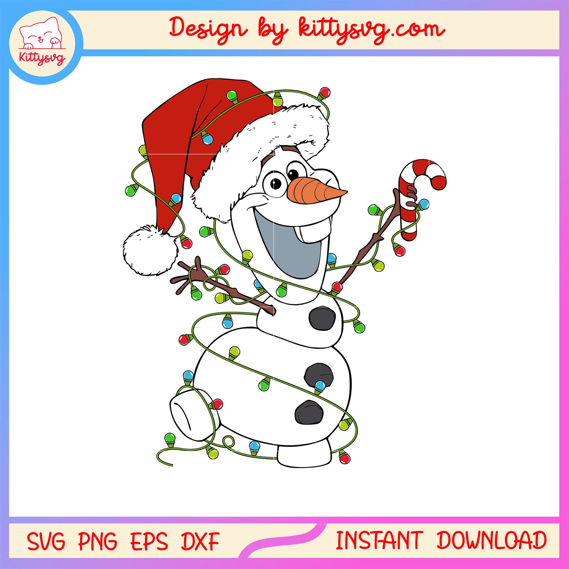 Santa hat christmas olaf frozen design svg, frozen olaf svg