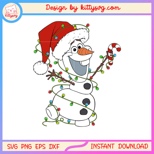 Santa hat christmas olaf frozen design svg, frozen olaf svg
