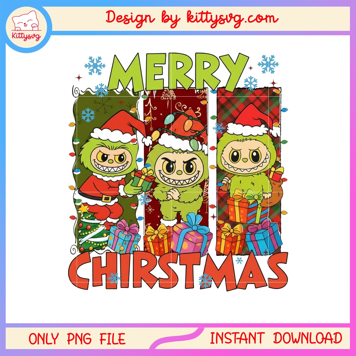 Santa labubu monster merry christmas gif png, labubu christmas png