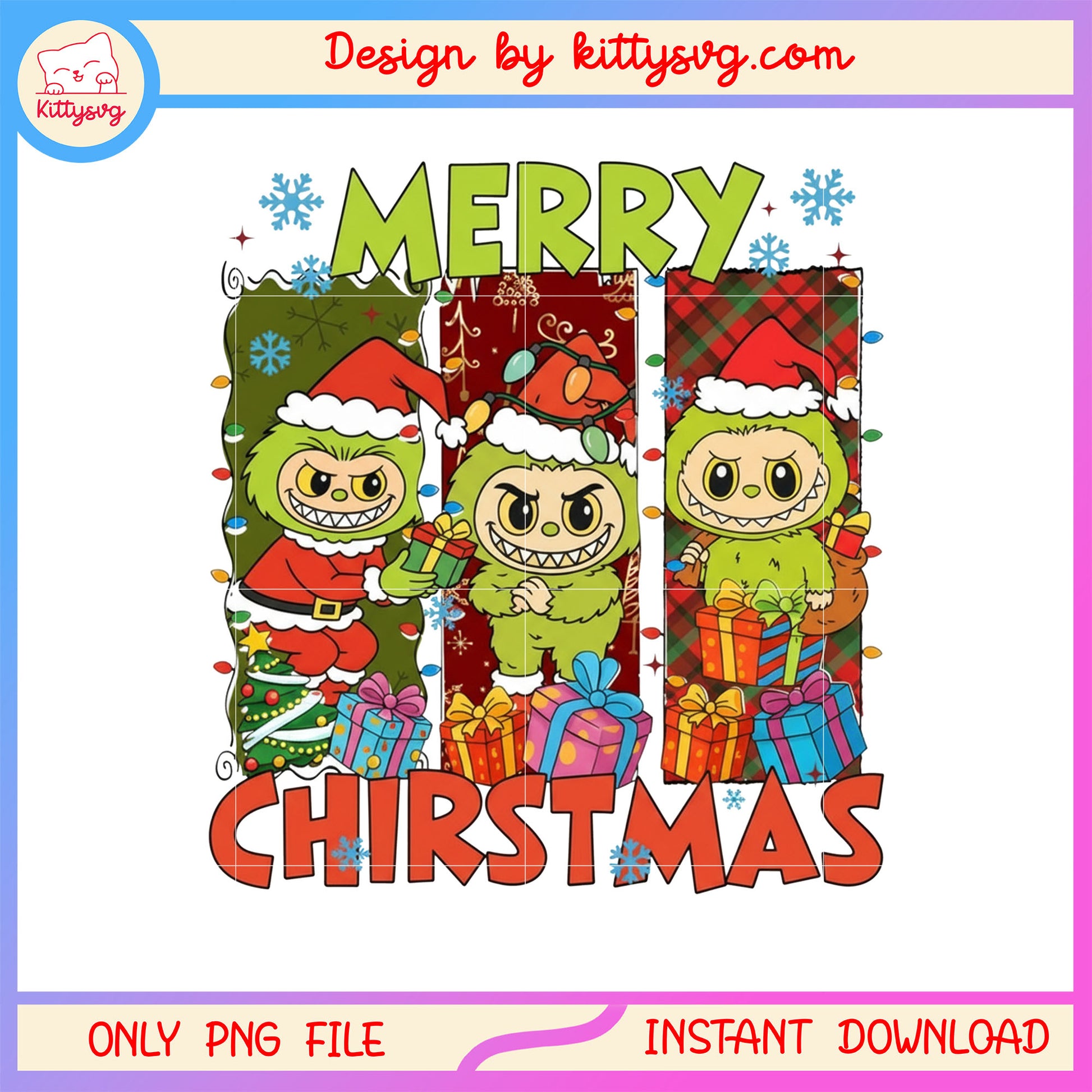 Santa labubu monster merry christmas gif png, labubu christmas png