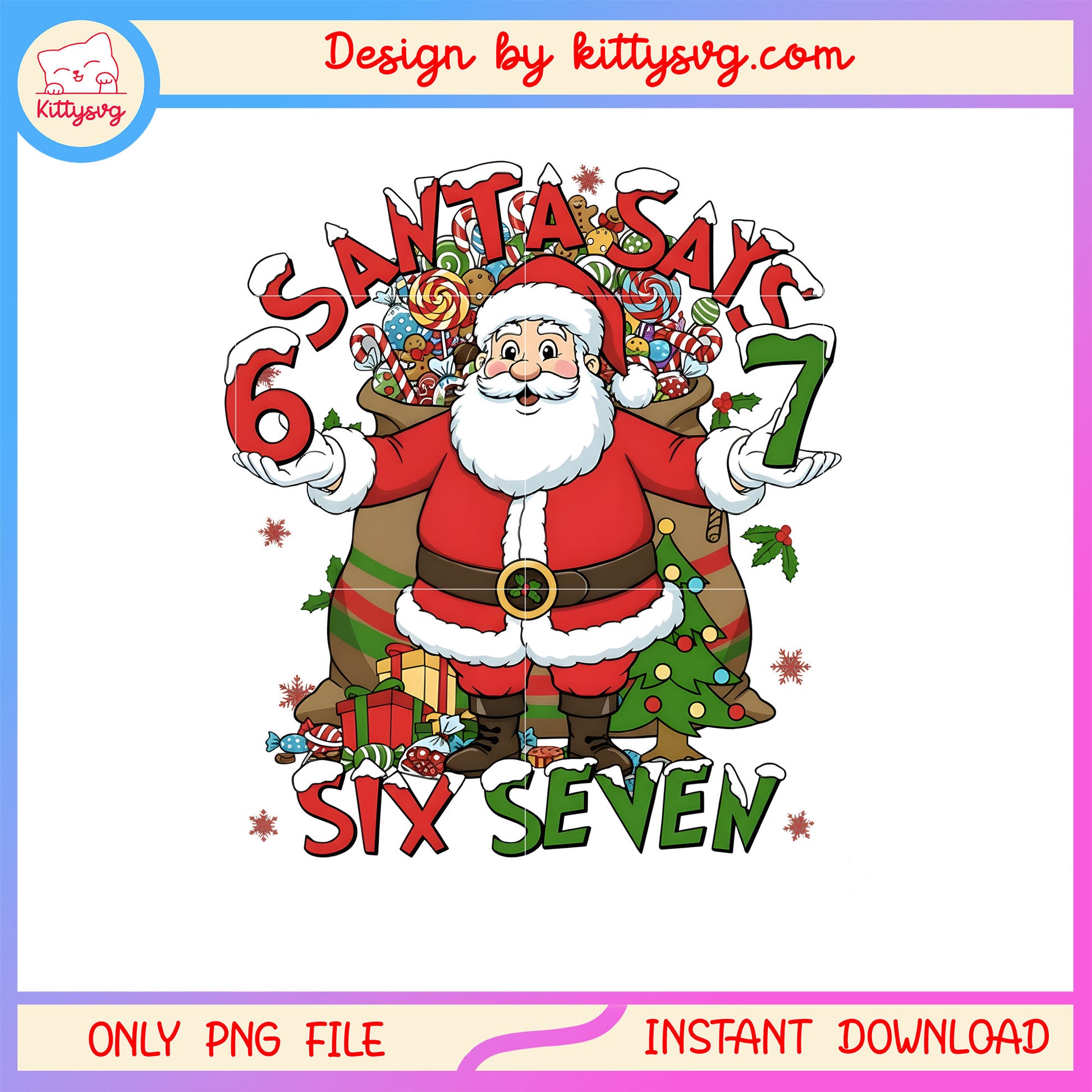 Santa six seven christmas tree png, christmas clip art png
