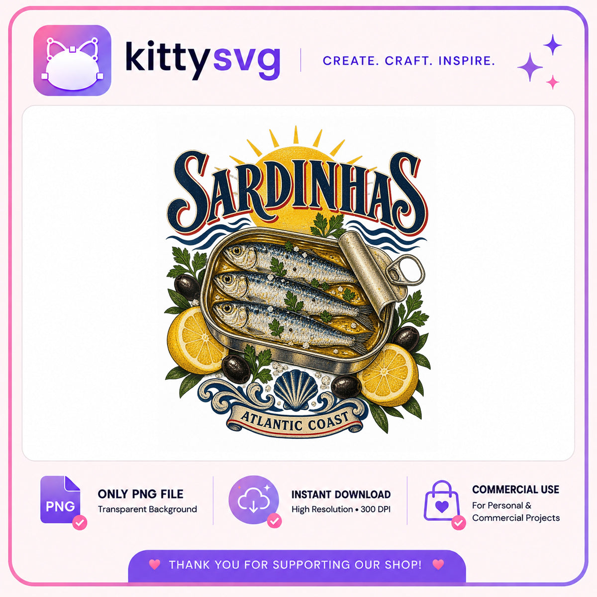 Sardinhas Atlantic Coast PNG, Vintage Sardine Can, Fish PNG