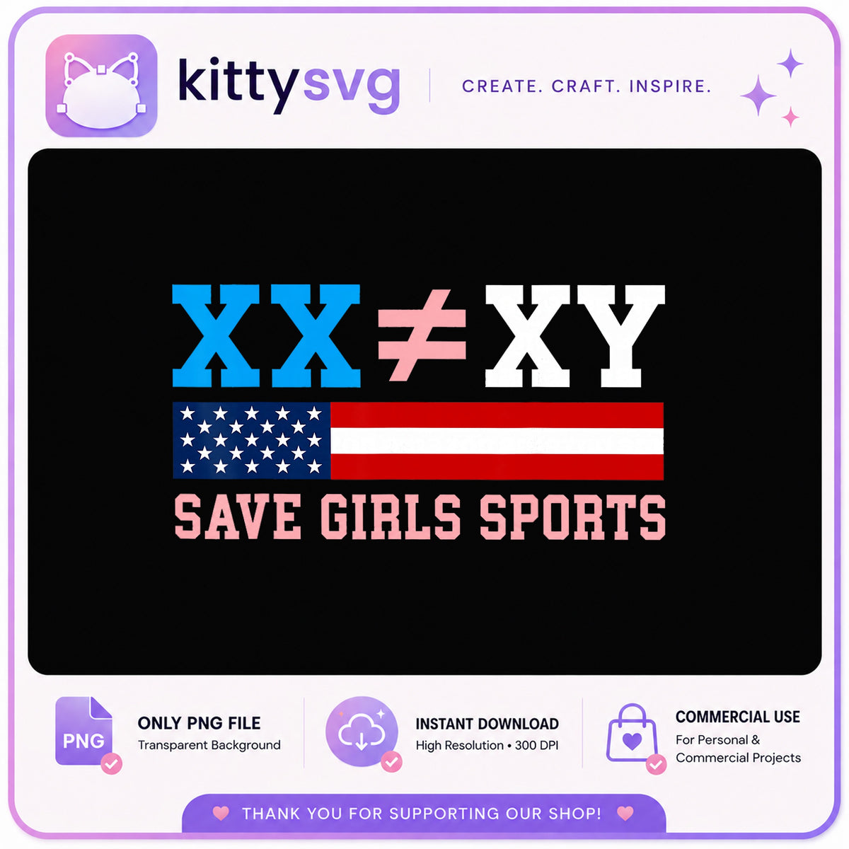 Save Girls Sports PNG, XX Not Equal XY, American Flag PNG