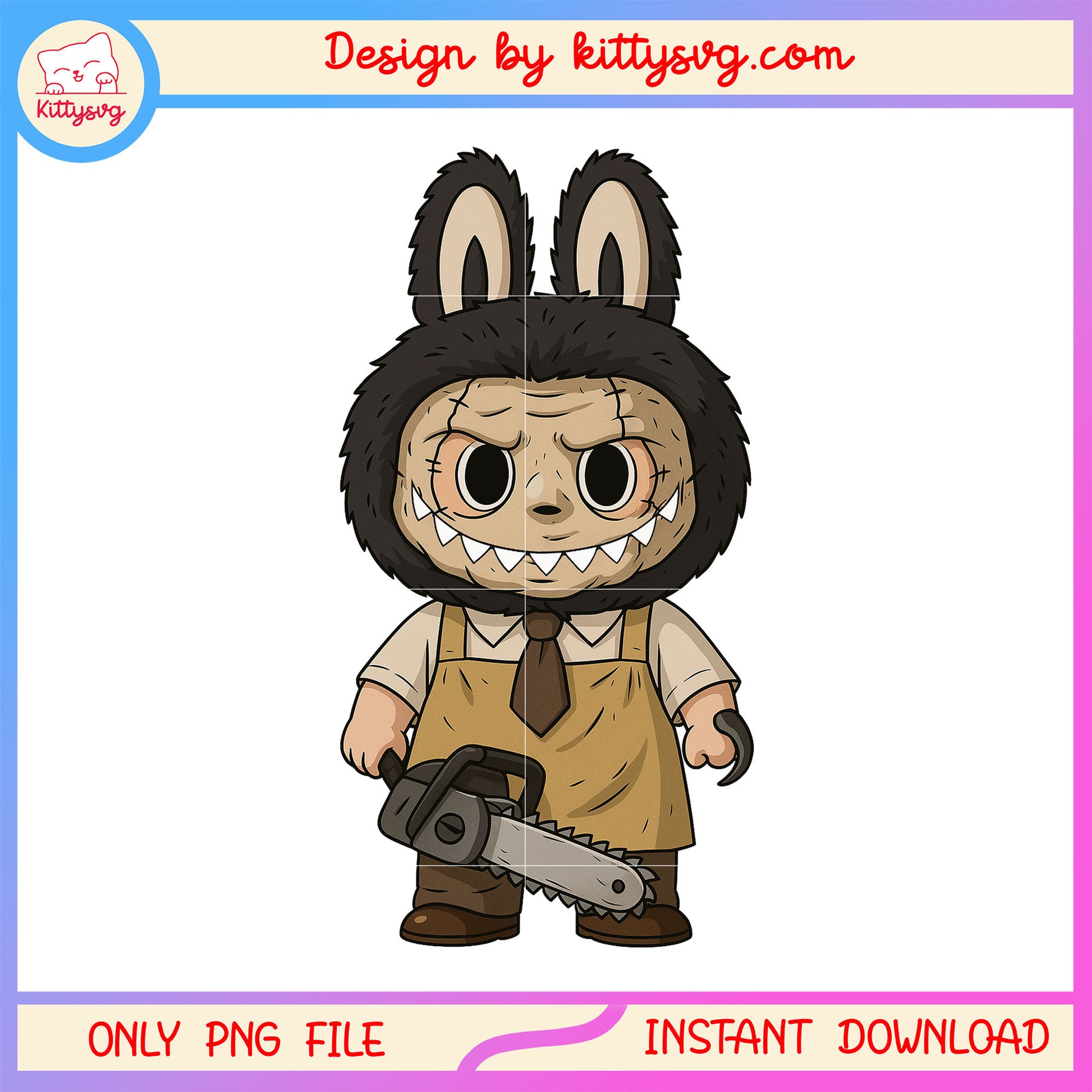 Scary labubu leatherface doll drawing design png, leatherface png