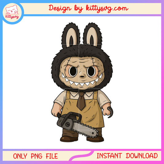 Scary labubu leatherface doll drawing design png, leatherface png