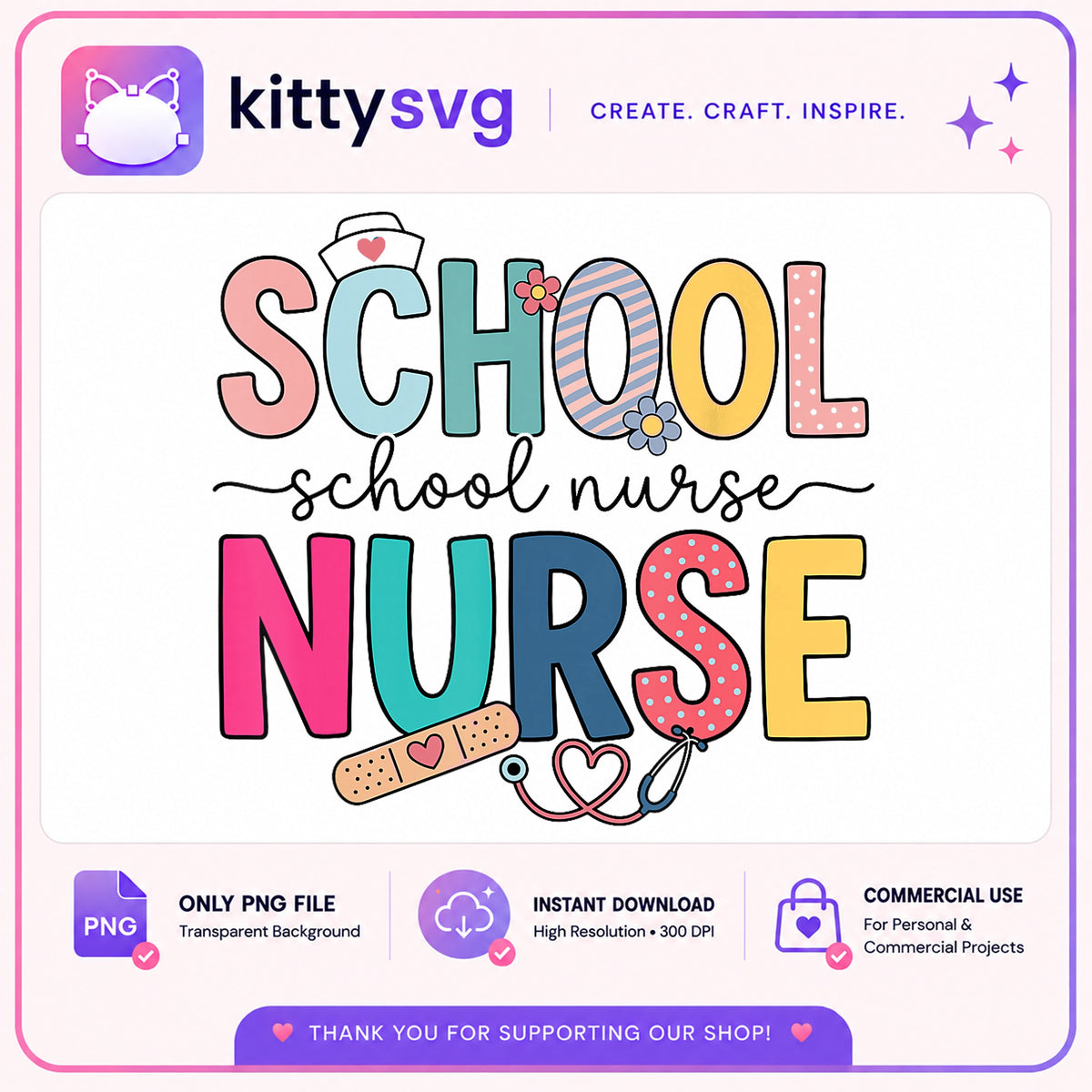 School Nurse PNG, Cute Nurse Sublimation, Back To School PNG