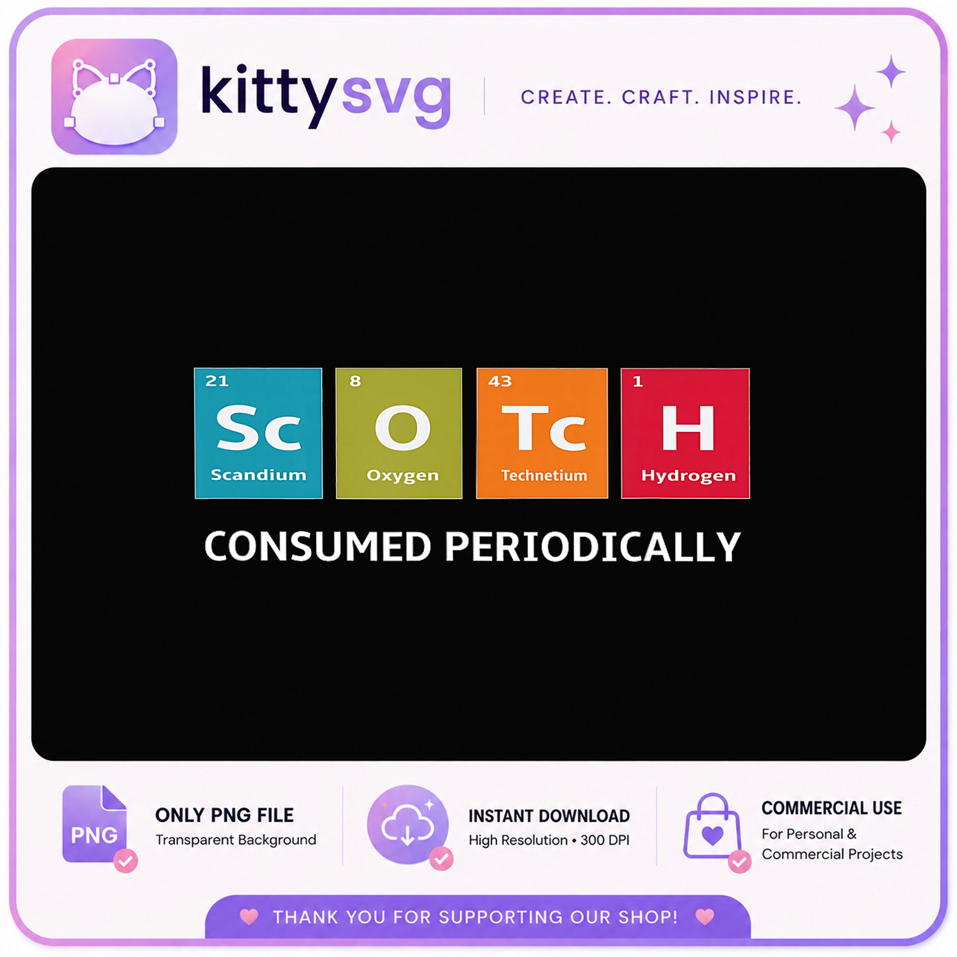 Scotch Periodic Table PNG, Funny Drinking Shirt, Chemistry PNG