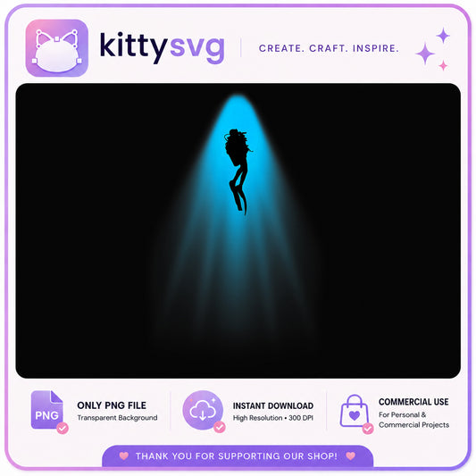 Scuba Diver Silhouette PNG, Deep Ocean Diver PNG, Diving PNG