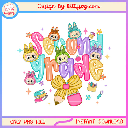 Second grade labubu font clipart design png, labubu dolls png