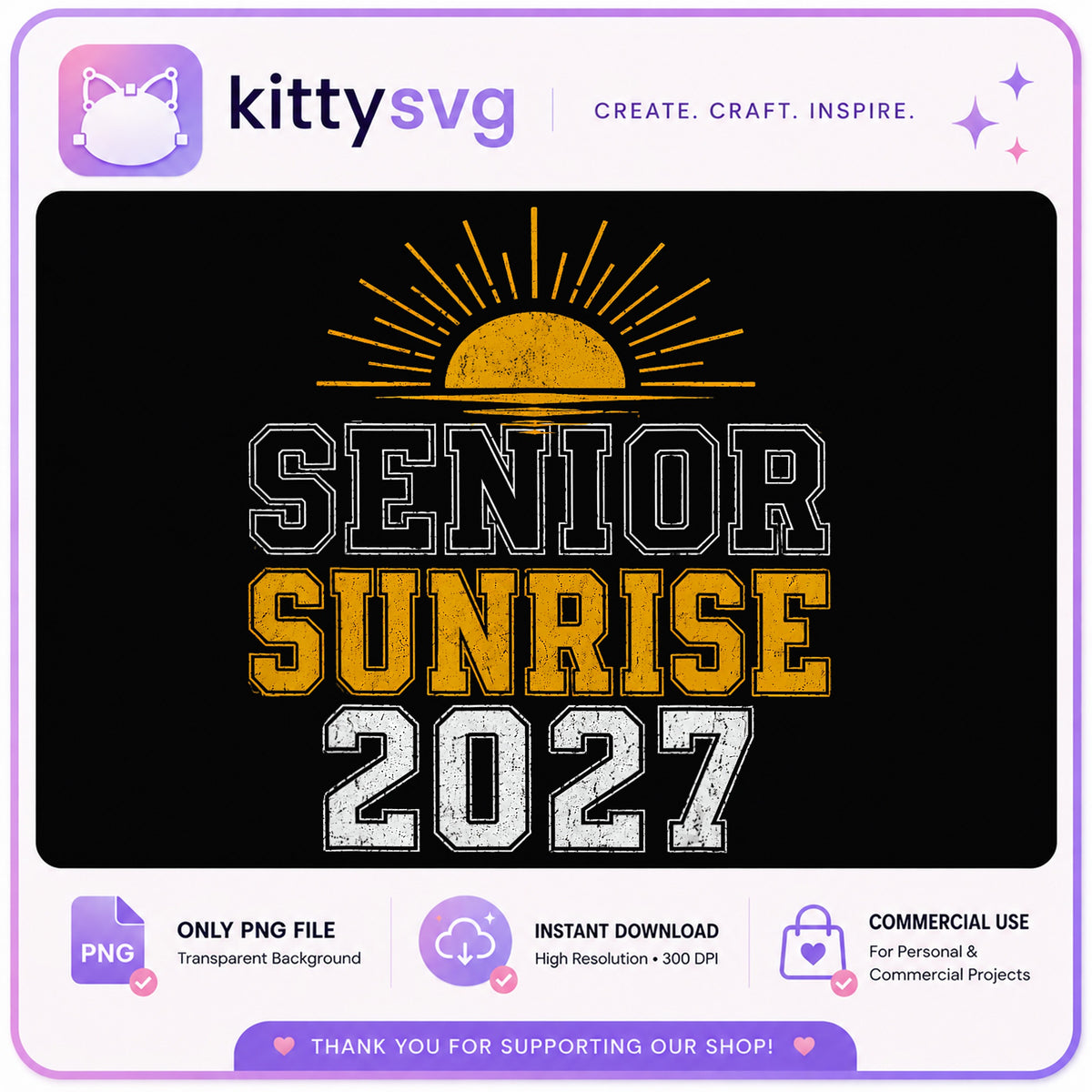 Senior Sunrise 2027 PNG, Class Of 2027 PNG, Graduation PNG