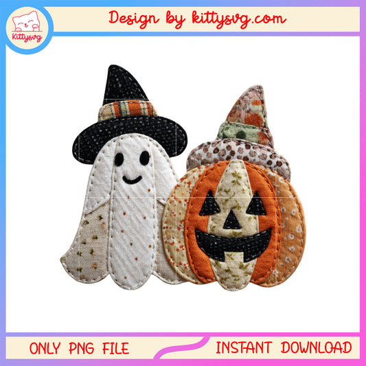 Sheet ghost and hallowene pumkin  handmake png, halloween png