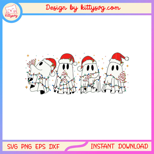 Sheet ghost christmas design svg, christmas lights svg