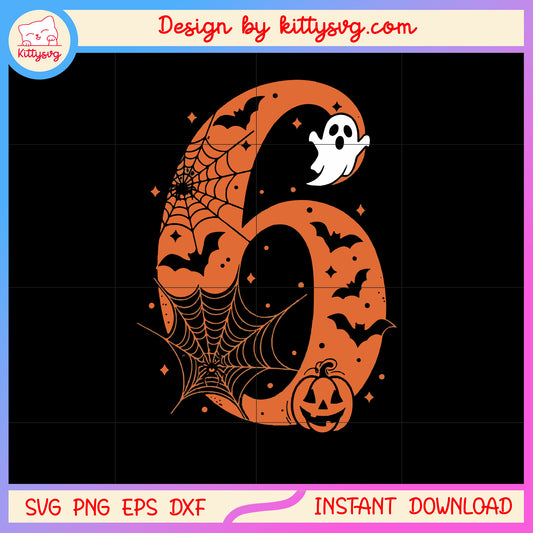 Six number halloween sspider web design svg, halloween svg