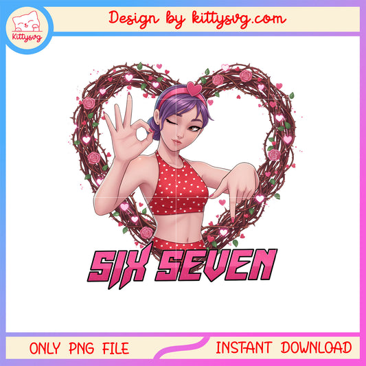 Six seven girl kpop valentine png,  kpop demon hunters png