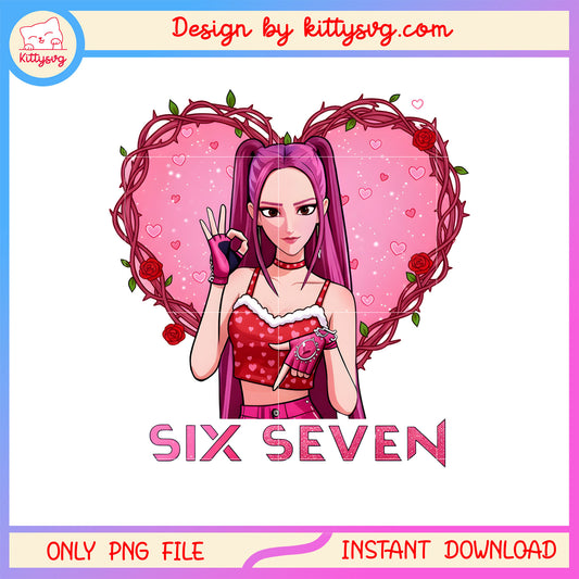 Six seven mira kpop valentine png,  kpop demon hunters png